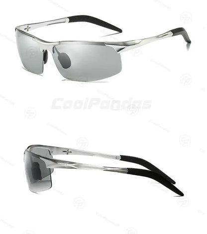 CoolPandas Photochromic Sunglasses Men Polarized Rimless Outdoor Sport Driving Glasses Day Night Chamelon Goggle zonnebril heren