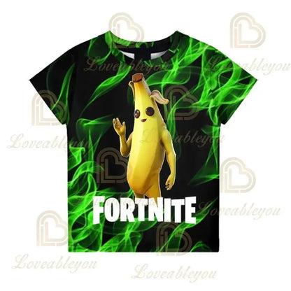 Fortnite T Shirt for Kids Banana Peely T-shirt Men's Women's Tshirt Battle Royale Game T Shirt Harajuku Summer Tops