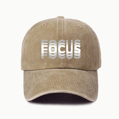 FOCUS – kšiltovka z prané bavlny s potiskem, nastavitelná, klasický styl, sportovní kšiltovka typu „duckbill“ pro muže i ženy