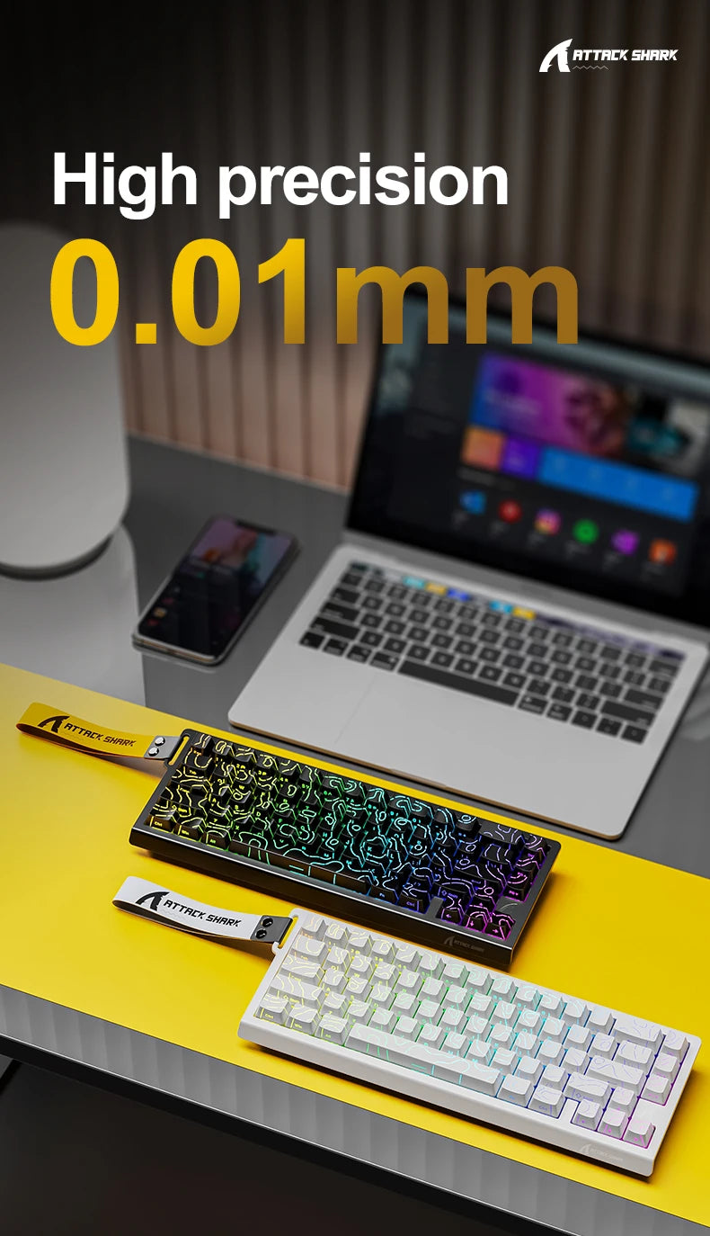 Teclado com interruptores magnéticos ATTACK SHARK X68HE com fios e FREEWOLF F68 com fios F68Pro sem fios para gaming profissional 8K Hz 0.01mm Rapid Trigger