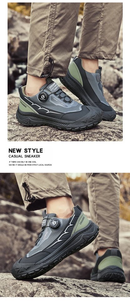 Sneakers da trekking da uomo con fibbia girevole, scarpe da escursionismo con suola spessa per attività all’aperto, scarpe sportive da uomo, comode e antiscivolo, ideali per arrampicata e passeggiate