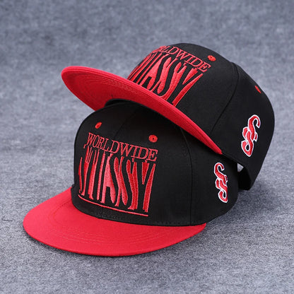Men's Letter Embroidery Tide All-Match Flat Brim Baseball Cap Ladies Summer Hip-Hop Hat Outdoor Shade Adjustable Peaked Cap