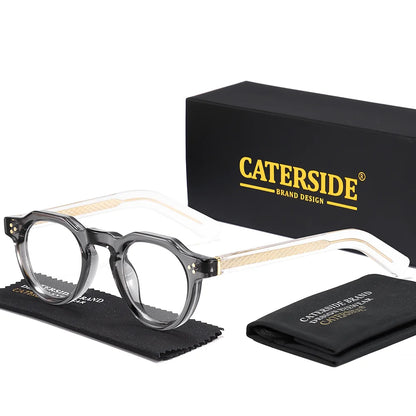CATERSIDE Retro Round Men's Sunglasses High-Quality Thick Style Women's Outdoor Travel Business Driving Decorative Glasses UV400