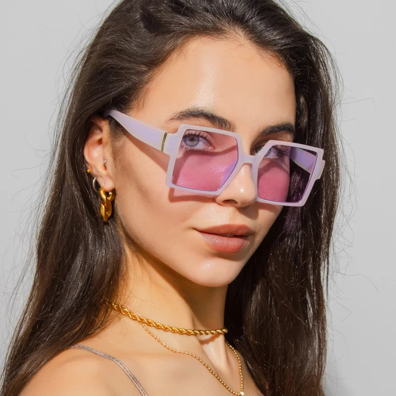 Cycling 1/2pcs Female Square Large Frame Sunglasses Women Retro Brand Big Frame Sun Glasses Black Fashion Gradient Eyeglasses