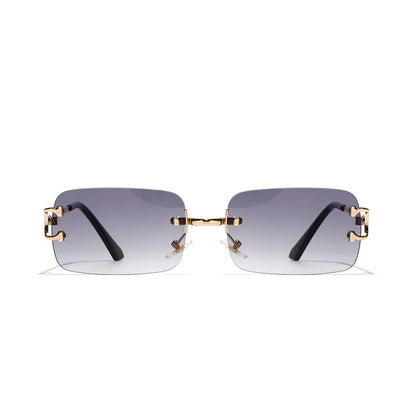 Ruiao 2026 rimless sunglasses UV400 fashion square metal glasses for men women designer man's brand sun shades for outdoor