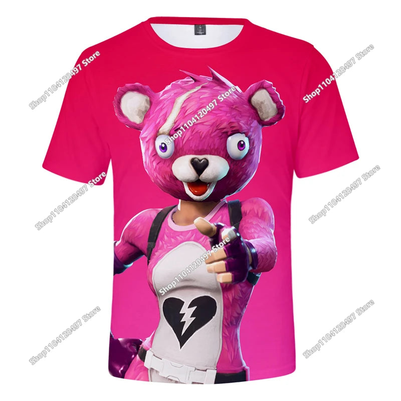 Zomer T-shirt voor kinderen, Battle Royale Fortnite Heldenoverwinning 3D, voor jongens en meisjes, babykleding