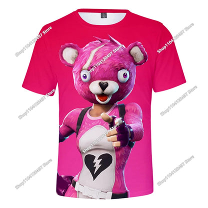 Zomer T-shirt voor kinderen, Battle Royale Fortnite Heldenoverwinning 3D, voor jongens en meisjes, babykleding