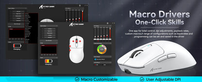 Ratón gaming inalámbrico ATTACK SHARK X3, ratón ergonómico para PC de 49g, tres modos, sensor óptico PAW3395 de 26K DPI, botones programables