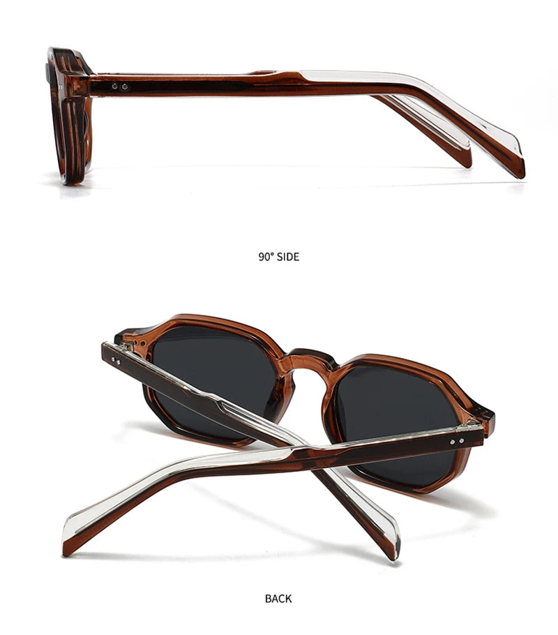 SHAUNA New Polygon Square Men Polarized Sunglasses Retro Rivets Women Blue Green Shades UV400