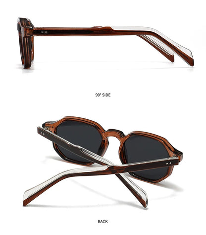 SHAUNA New Polygon Square Men Polarized Sunglasses Retro Rivets Women Blue Green Shades UV400