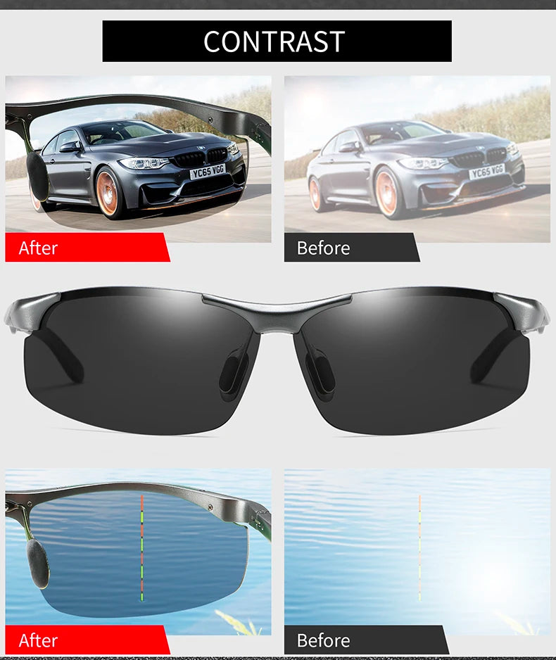 VEITHDIA Men's Sunglasse Outdoor Polarized UV400 Lens Rectangle Rimless Driving Fishing Sun Glasses Sports Eyewear For Male 6535