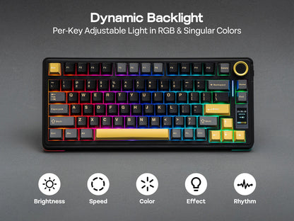 EPOMAKER X AULA EA75 MAX 75% ANSI US Layout Hot-Swap Gasket Wired/BT/2.4GHz Wireless Mechanical Keyboard with Screen & Knob