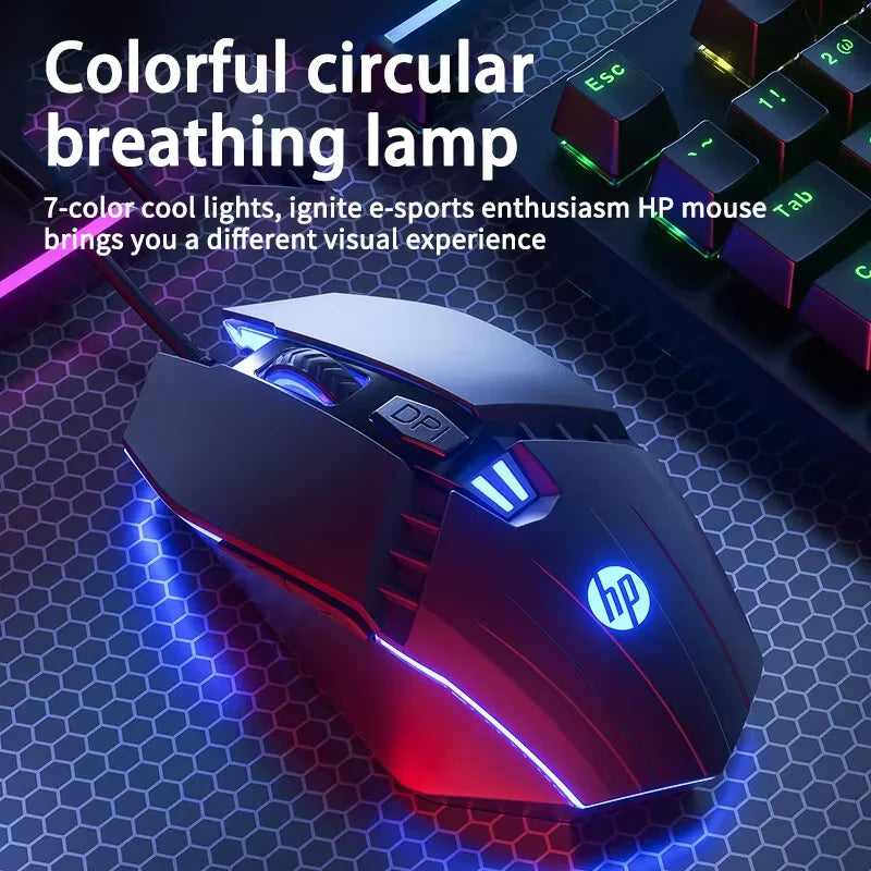 Ratón gaming HP M1 con cable, iluminación blanca, USB, para eSports, gaming, oficina, PC de sobremesa y portátil