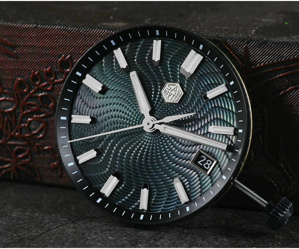 San Martin Official 39mm Guilloche MOP Dial Gada Watch Miyota 9015 Luxury Men's Automatic Mechanical Watches 10 ATM reloj SN0150