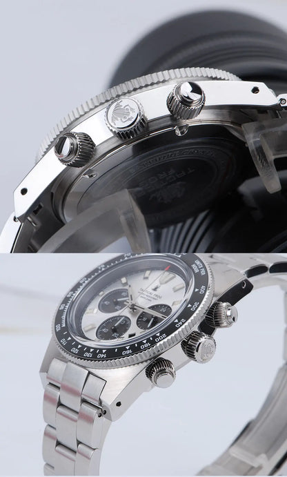 Tactical Frog Men's Business Diving Watch VS75B Quartz Chronograph 316L Steel Sapphire 200M Waterproof C3 Luminous Men's Watch