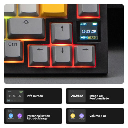 Distribución ISO-FR EPOMAKER X AJAZZ AK820 PRO 75% AZERTY francés, teclado mecánico hot-swap con cable/BT/inalámbrico 2.4GHz para Win/Mac/PC