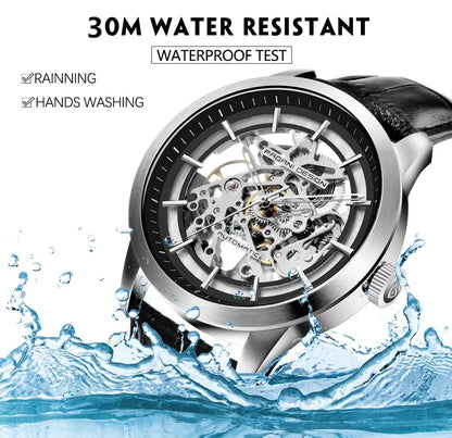 PAGANI DESIGN Business Man Watch Luxury Skeleton Hollow Leather Men's Wristwatch New Mechanical Male Clock