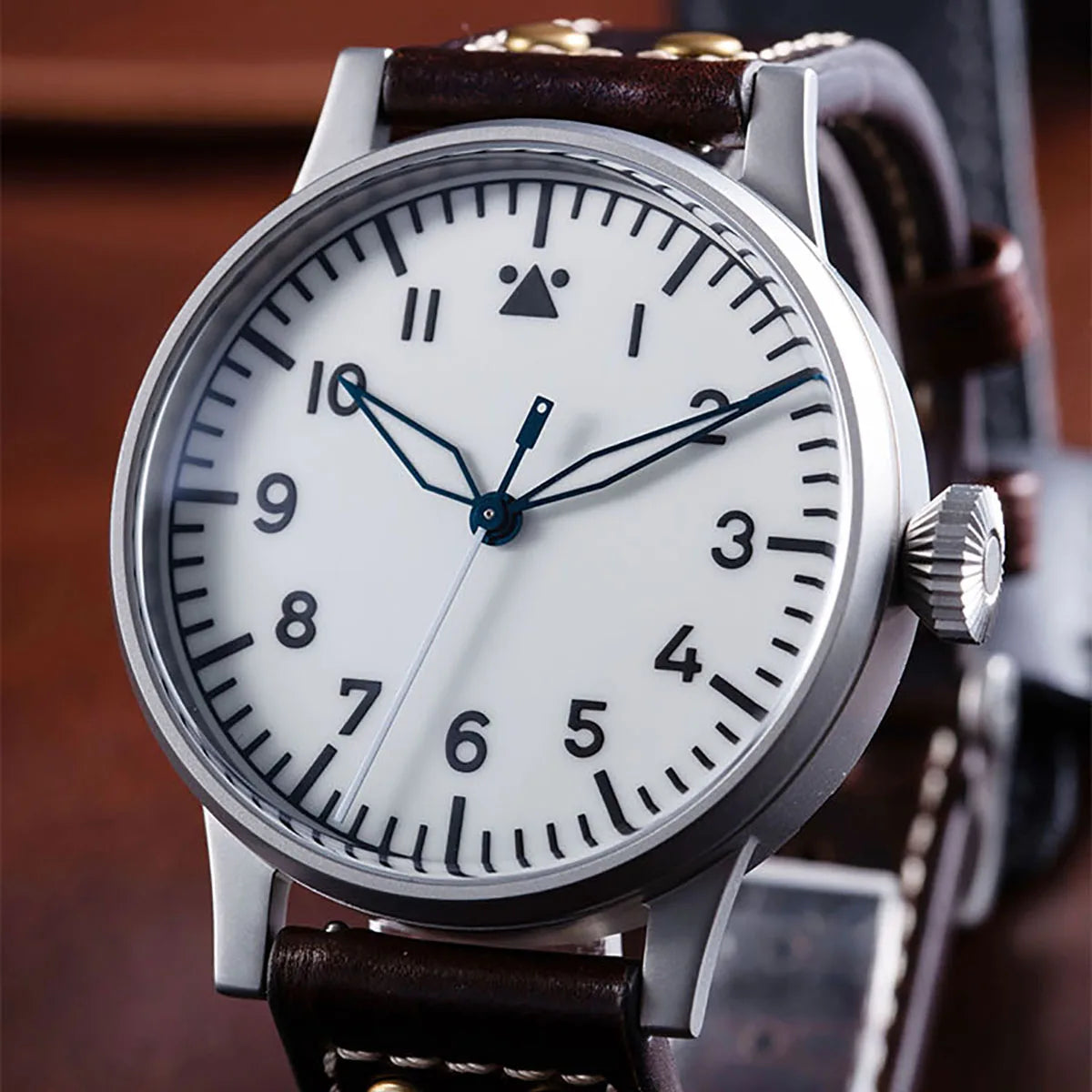 Hruodland Pilot Men's Automatic Mechanical Watch PT5000 Sapphire Luminous C3 Stainless Steel Waterproof 10Bar Men's Watch