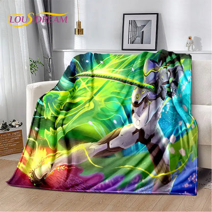 Overwatch Gamer DVA Reaper Manta Macia de Peluche, Manta de Flanela para Sala de Estar, Quarto, Cama, Sofá, Piquenique, Criança, 3D