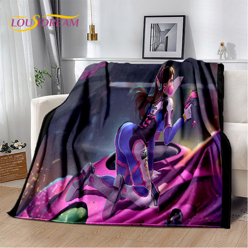 Overwatch Gamer DVA Reaper Manta Macia de Peluche, Manta de Flanela para Sala de Estar, Quarto, Cama, Sofá, Piquenique, Criança, 3D