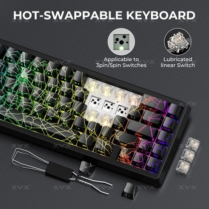 Teclado XVX Spider Web M67 JadeStone con teclas IMD-Tech, conexión trimodo y retroiluminación RGB personalizada 60%