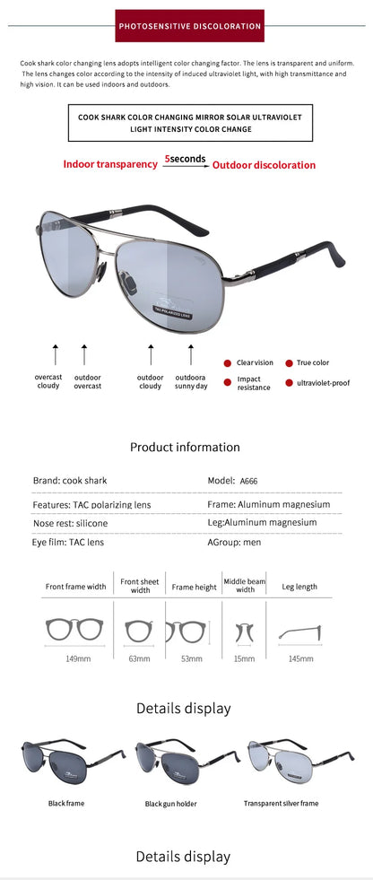Cook polarizer color-changing sunglasses male driver fishing sunglasses day and night driving special glasses tide