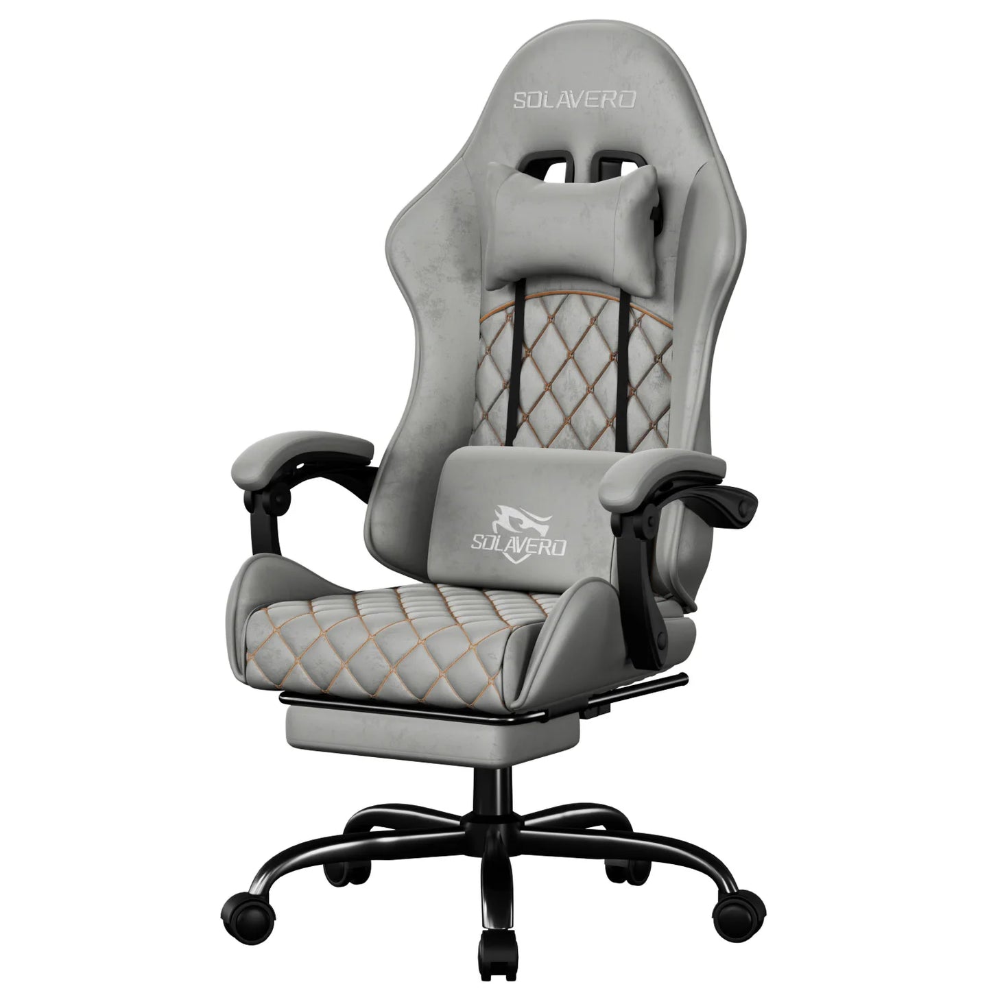 Massage Gaming Chair, Computer Office Chair with Comfy Fabric, Height Adjustable Game Chair with 360°-Swivel Seat and Headrest