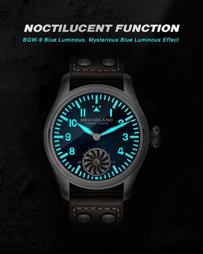 Hruodland Pilot St3620 Retro Men's Manual Mechanical Watch Luxury Sapphire Bgw-9 Night Light Turbine Waterproof 5Bar