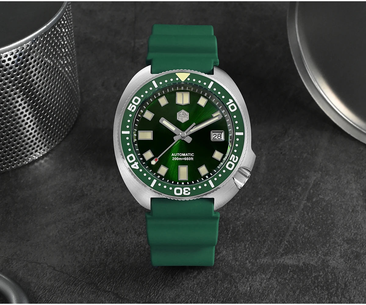 San Martin Turtle Men's Diver Watch 44mm NH35 Automatic Mechanical Wristwatch Sapphire Waterproof 200m Luminous Watches SN0047