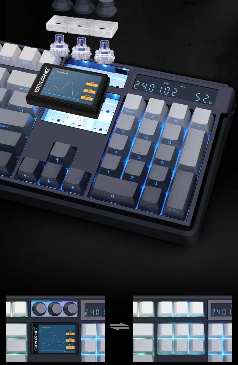 SKYLOONG GK104 Pro Wireless Mechanical Keyboard 100% Custom Keyboard Hot-Swappable Low-noise Switch for PC Gamer Office Accessories