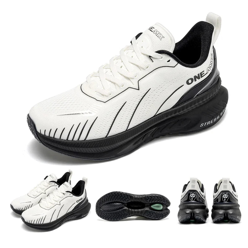 Zapatillas de running ONEMIX White Road para hombre con amortiguación de aire, deportivas de exterior, zapatillas de entrenamiento masculinas de verano para jogging, calzado para mujer