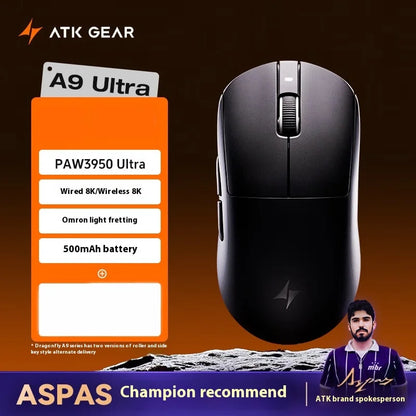 ATK A9 Ultra kabellose Gaming-Maus, Tri-Mode, 8K, 53g, leicht, A9/A9 SE/A9 Plus/A9 Pro Gaming-Maus, E-Sports-PC, personalisiertes Geschenk