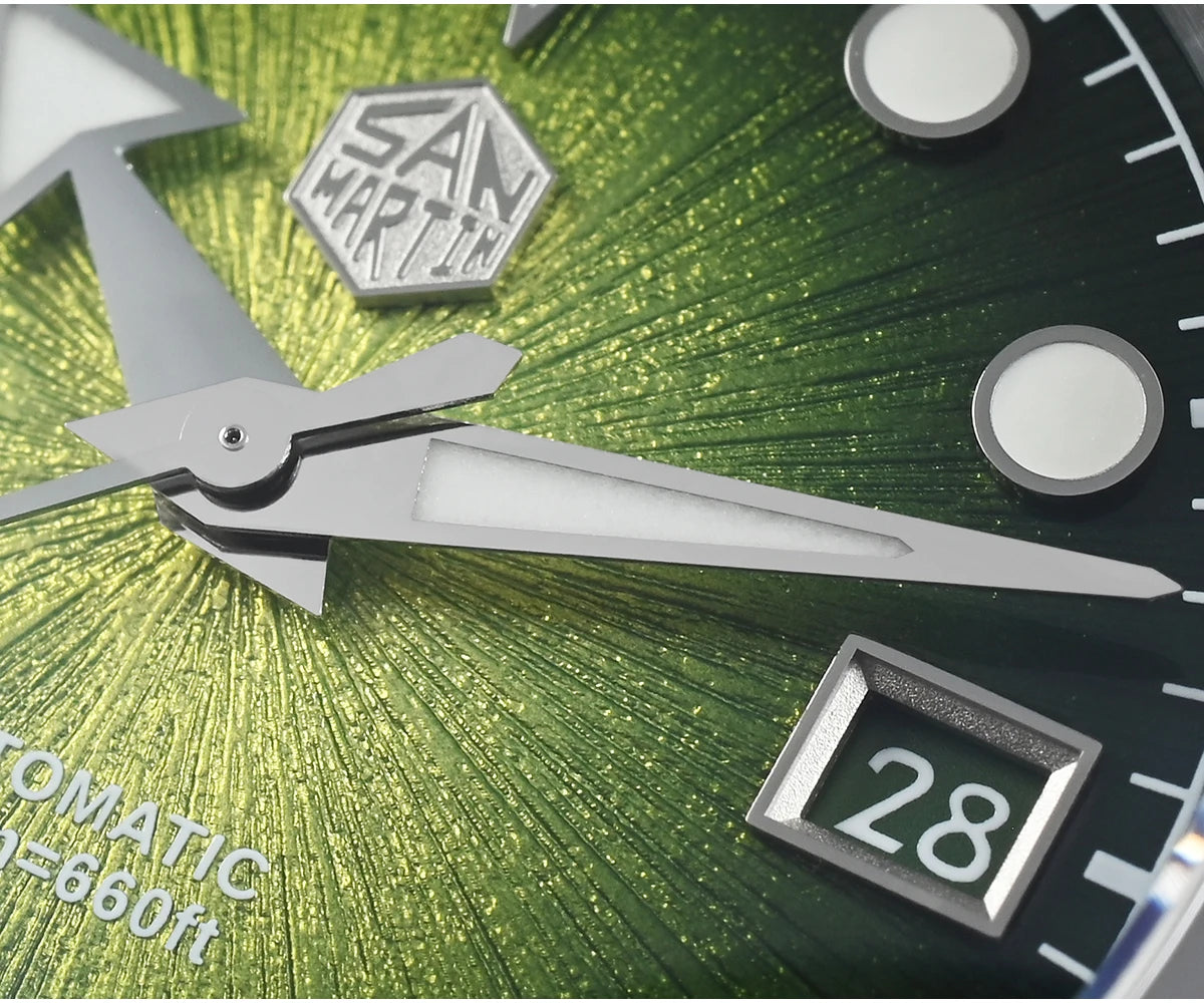 Relógio de mergulho de luxo para homem San Martin 40mm Miyota 9015, mostrador em esmalte sunburst, relógio de pulso mecânico automático, resistente à água 200m, SN0148