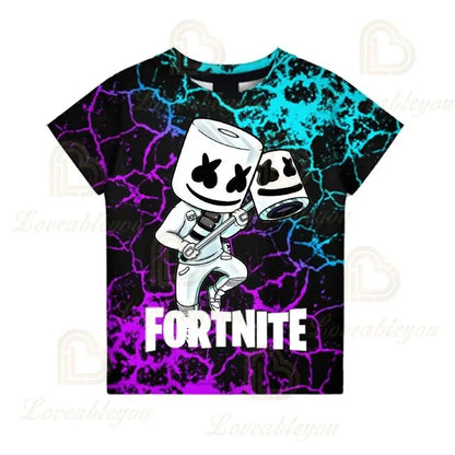 Fortnite Boys T-shirt Kids Tops Summer Children Clothes 3D Funny Battle Royale Game Graphics T Shirt Toddler Girls Top Tee