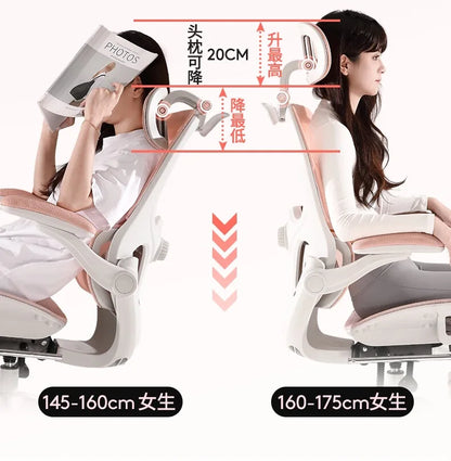 Ergonomic Rattan Office Chair with Massage Design, Sihoo Leather Executive Desk Chair, Folding Swivel Chair with Adjustable Height & Armrests