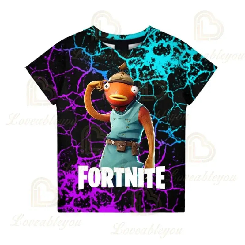 Fortnite Boys T-shirt Kids Tops Summer Children Clothes 3D Funny Battle Royale Game Graphics T Shirt Toddler Girls Top Tee