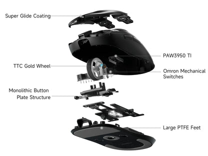 MCHOSE A7 V2 Lightweight Wireless Gaming Mouse, PAW3950 Sensor, Dual 8000Hz Polling Rate, 42000 DPI Wireless Esports Gaming Mouse