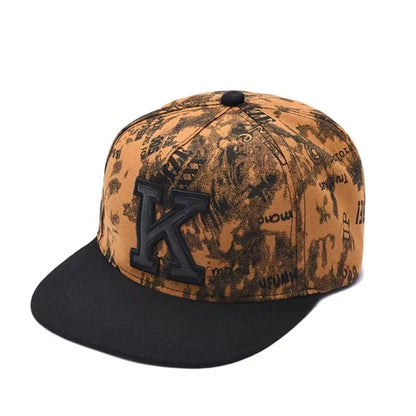 Men's Letter Embroidery Tide All-Match Flat Brim Baseball Cap Ladies Summer Hip-Hop Hat Outdoor Shade Adjustable Peaked Cap