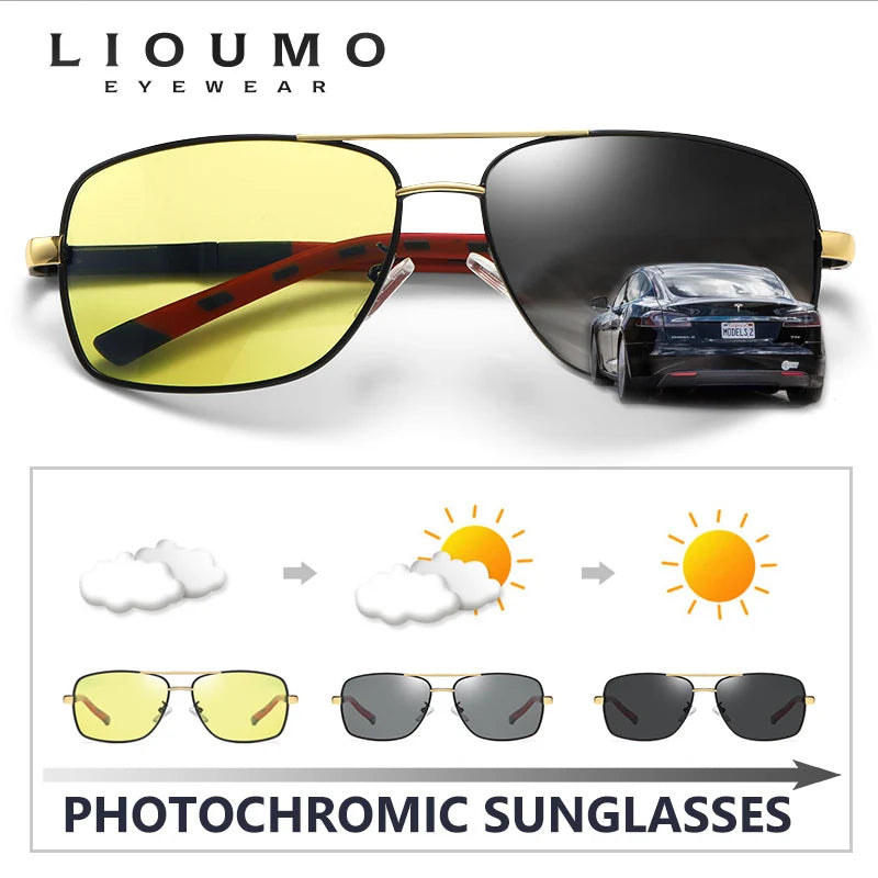LIOUMO Brand Polarized Sunglasses Men Photochromic Sun Glasses For Women Driving Glasses Anti-Glare Goggles gafas de sol hombre