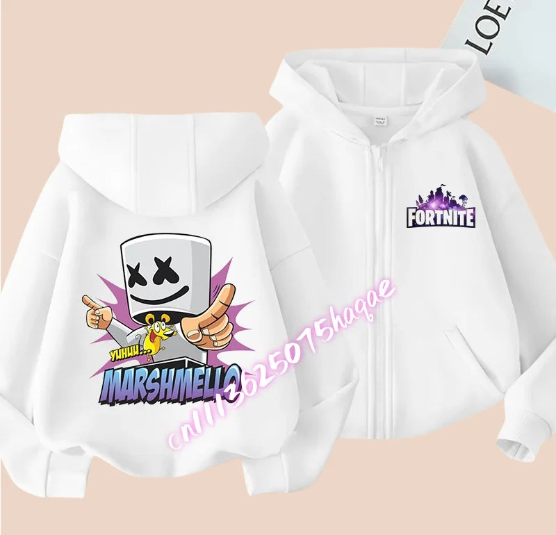 Autumn New Fortnites Children Hoodies Coat Cartoon Game Character Printed Zip Up Hoodie Child Jacket Winter Kids Boys Clothes