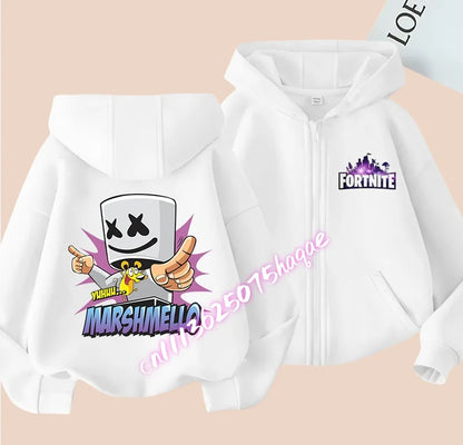Autumn New Fortnites Children Hoodies Coat Cartoon Game Character Printed Zip Up Hoodie Child Jacket Winter Kids Boys Clothes