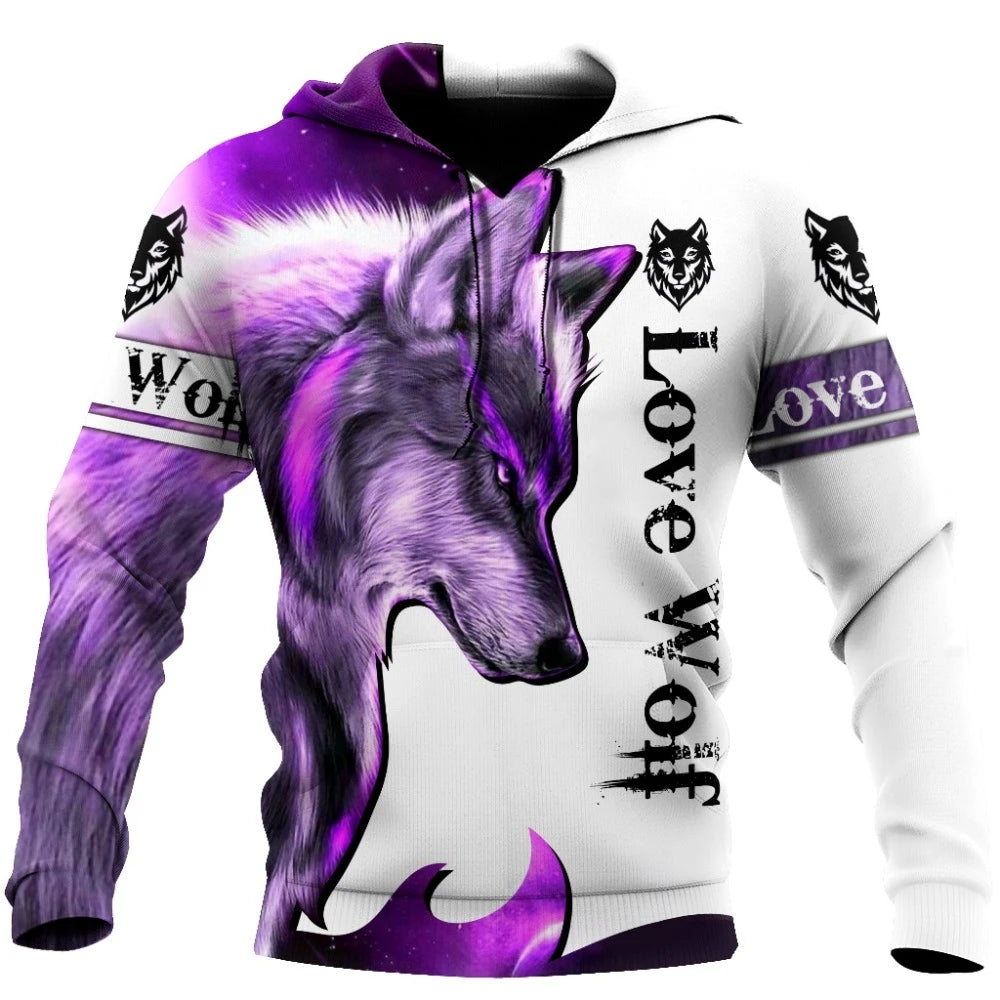 Fashion Herbst Löwe, Wolf Hoodies Weißer Tigerfell-3D-Allover-Print Herren-Sweatshirt Unisex-Pullover Freizeitjacke