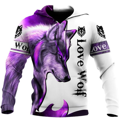 Fashion Herbst Löwe, Wolf Hoodies Weißer Tigerfell-3D-Allover-Print Herren-Sweatshirt Unisex-Pullover Freizeitjacke