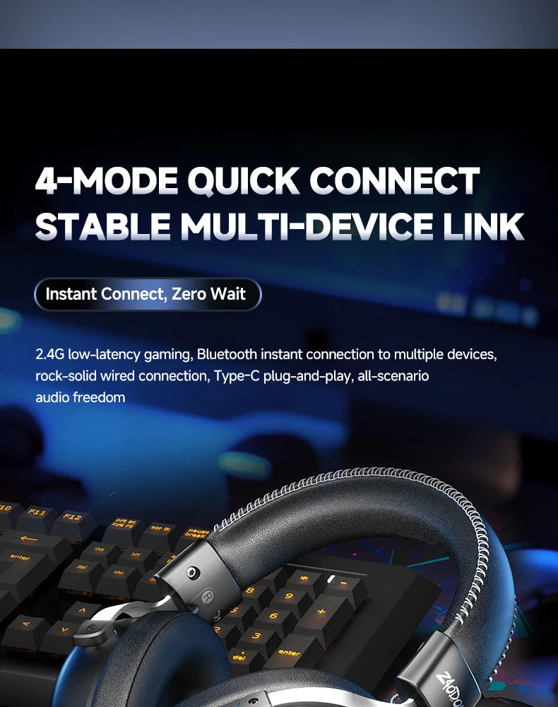 New Wireless Gaming Headphone,Bluetooth 6.0,53mm Titanium Drivers,7.1 Virtual Surround Sound,15ms Zero-Latency,for PC/PS5/Mobile