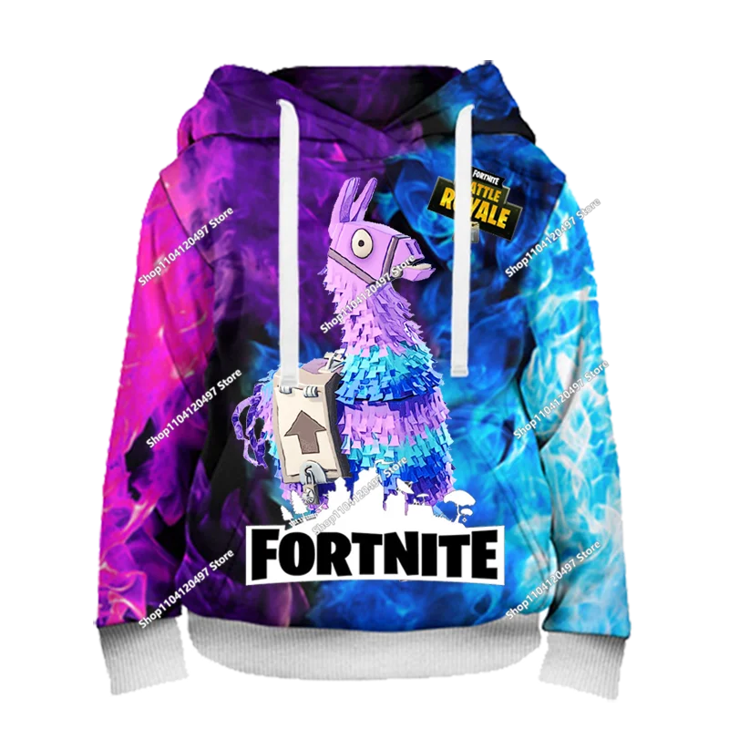 Camisola com Capuz Infantil de Outono — T-shirt Hoodie Fortnite Nova, Roupa Casual Confortável para Crianças, Estilo Streetwear