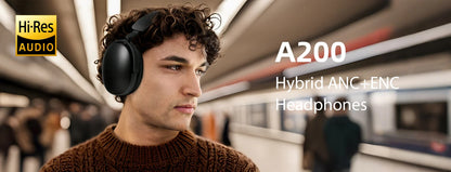 Auriculares inalámbricos Bluetooth 5.4 Oneodio SuperEQ A200 con ANC – Auriculares circumaurales con cancelación de ruido, micrófono ENC, audio Hi-Res y control desde app