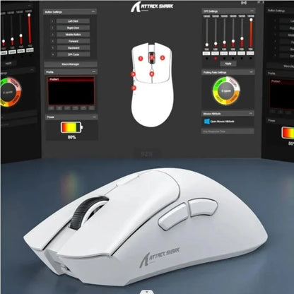Rato ultraleve ATTACK SHARK R1 59g com PAW3311, 18000DPI, 400IPS, 40G, 1000Hz, Tri-Mode, controlador Broadcom BK3633, 20 milhões de cliques
