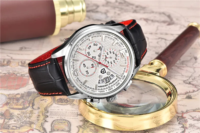 Orologio cronografo PAGANI DESIGN da uomo al quarzo multifunzione, stile militare da pilota