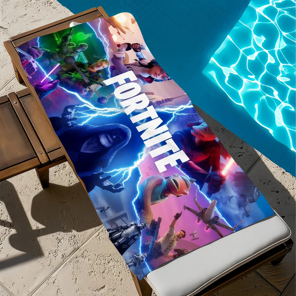 Hauska F-Fortnite-pelitaidepyyhe, pehmeä rantapyyhe, uintiretki, uima-allas, kylpypyyhe, kuntosali, spa, sisustus, lahja, loma