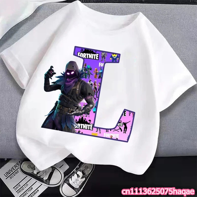 New Fortnites Kids T-shirts Cartoon Letter Graphic T-shirts Boys Girls Summer Casual Sports Short Sleeve Tops Children Clothing